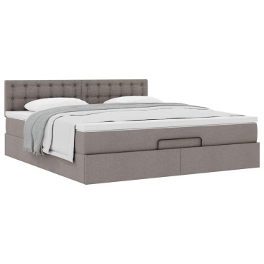 vidaXL Οθωμανικό κρεβάτι με στρώμα Taupe 180x200cm ύφασμα