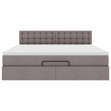 vidaXL Οθωμανικό κρεβάτι με στρώμα Taupe 180x200cm ύφασμα