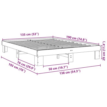 vidaXL Πλαίσιο κρεβατιού χωρίς στρώμα 135x190 cm μασίφ ξύλο δρυς