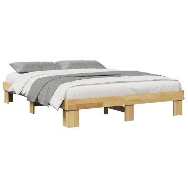 vidaXL Πλαίσιο κρεβατιού χωρίς στρώμα 135x190 cm μασίφ ξύλο δρυς
