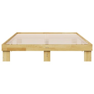 vidaXL Πλαίσιο κρεβατιού χωρίς στρώμα 135x190 cm μασίφ ξύλο δρυς