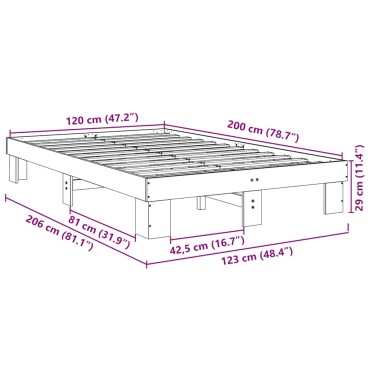 vidaXL Πλαίσιο κρεβατιού χωρίς στρώμα 120x200 cm μασίφ ξύλο δρυς
