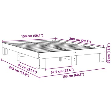 vidaXL Πλαίσιο κρεβατιού χωρίς στρώμα 150x200 cm μασίφ ξύλο δρυς
