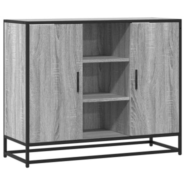 vidaXL Sideboard Γκρι Sonoma 92x35x76cm Ξύλινο μηχανουργικό ξύλο 1 τεμ.