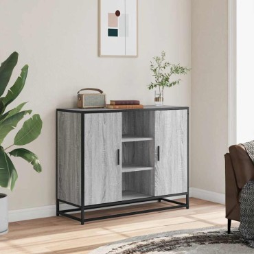 vidaXL Sideboard Γκρι Sonoma 92x35x76cm Ξύλινο μηχανουργικό ξύλο 1 τεμ.