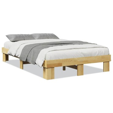 vidaXL Πλαίσιο κρεβατιού χωρίς στρώμα 120x190 cm μασίφ ξύλο δρυς