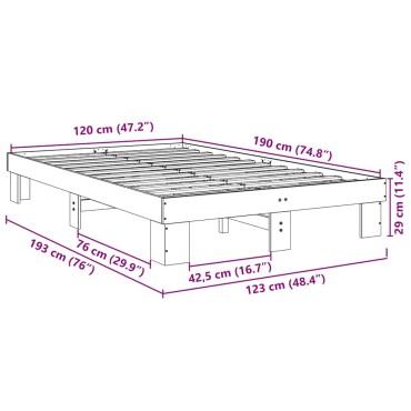 vidaXL Πλαίσιο κρεβατιού χωρίς στρώμα 120x190 cm μασίφ ξύλο δρυς