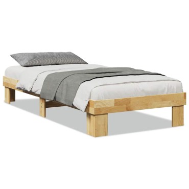 Πλαίσιο κρεβατιού vidaXL χωρίς στρώμα 75x190 cm μασίφ ξύλο δρυς
