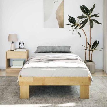 Πλαίσιο κρεβατιού vidaXL χωρίς στρώμα 75x190 cm μασίφ ξύλο δρυς