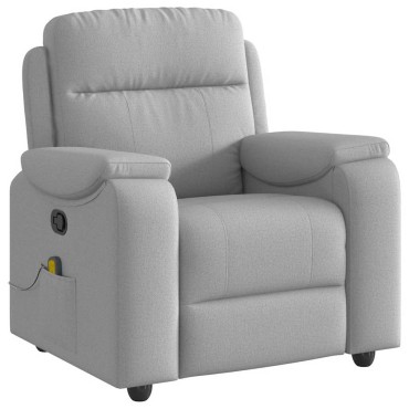 vidaXL καρέκλα ανάκλισης μασάζ Cloud Grey Fabric