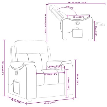 vidaXL καρέκλα ανάκλισης μασάζ Cloud Grey Fabric