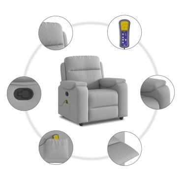 vidaXL καρέκλα ανάκλισης μασάζ Cloud Grey Fabric