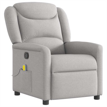 vidaXL καρέκλα ανάκλισης μασάζ Cloud Grey Fabric