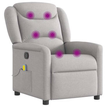 vidaXL καρέκλα ανάκλισης μασάζ Cloud Grey Fabric