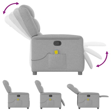 vidaXL καρέκλα ανάκλισης μασάζ Cloud Grey Fabric