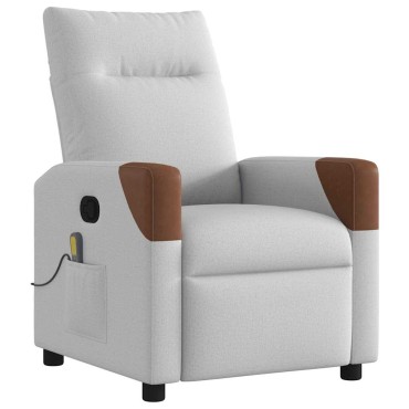 vidaXL καρέκλα ανάκλισης μασάζ Cloud Grey Fabric 50x54cm