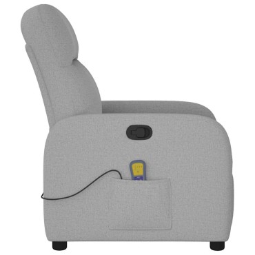 vidaXL καρέκλα ανάκλισης μασάζ Cloud Grey Fabric