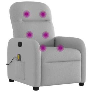 vidaXL καρέκλα ανάκλισης μασάζ Cloud Grey Fabric