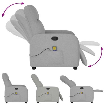 vidaXL καρέκλα ανάκλισης μασάζ Cloud Grey Fabric