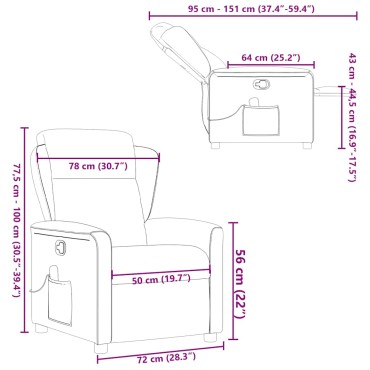 vidaXL καρέκλα ανάκλισης μασάζ Cloud Grey Fabric