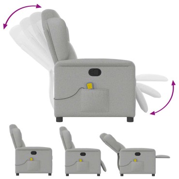 vidaXL καρέκλα ανάκλισης μασάζ Cloud Grey Fabric