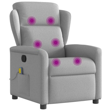 vidaXL καρέκλα ανάκλισης μασάζ Cloud Grey Fabric
