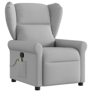 vidaXL καρέκλα ανάκλισης μασάζ Cloud Grey Fabric