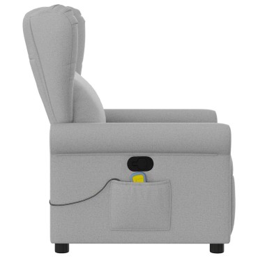 vidaXL καρέκλα ανάκλισης μασάζ Cloud Grey Fabric