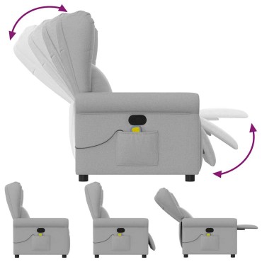 vidaXL καρέκλα ανάκλισης μασάζ Cloud Grey Fabric