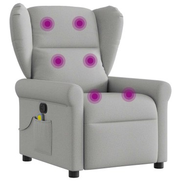 vidaXL καρέκλα ανάκλισης μασάζ Cloud Grey Fabric