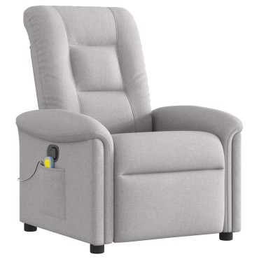 vidaXL καρέκλα ανάκλισης μασάζ Cloud Grey Fabric