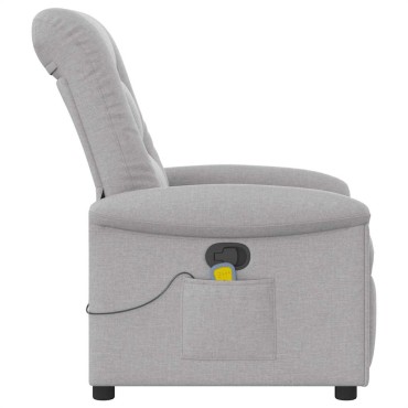vidaXL καρέκλα ανάκλισης μασάζ Cloud Grey Fabric