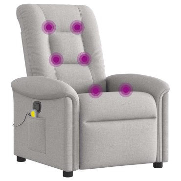 vidaXL καρέκλα ανάκλισης μασάζ Cloud Grey Fabric