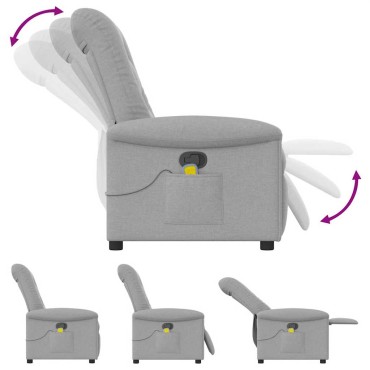 vidaXL καρέκλα ανάκλισης μασάζ Cloud Grey Fabric