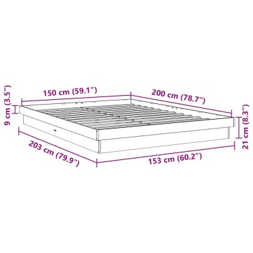 vidaXL Πλαίσιο κρεβατιού χωρίς στρώμα 150x200 cm μασίφ ξύλο δρυς