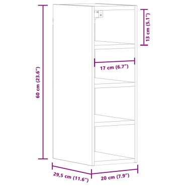 vidaXL κρεμαστό ντουλάπι Riga καφέ δρυς 20x29,5x60cm Ξύλο μηχανής 1 τεμ.