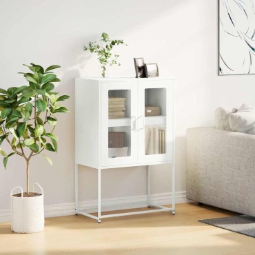 vidaXL Highboard Λευκό 68x39x107cm Ατσάλι 1 τεμ.