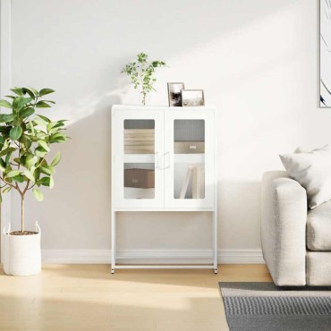 vidaXL Highboard Λευκό 68x39x107cm Ατσάλι 1 τεμ.