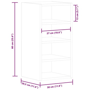 vidaXL κρεμαστό ντουλάπι Riga Λευκό 30x29,5x60cm Ξύλινη κατασκευή 1 τεμ.