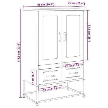 vidaXL Ντουλάπα Ροζ 68x39x111,5cm από Χάλυβα 1 τεμ.