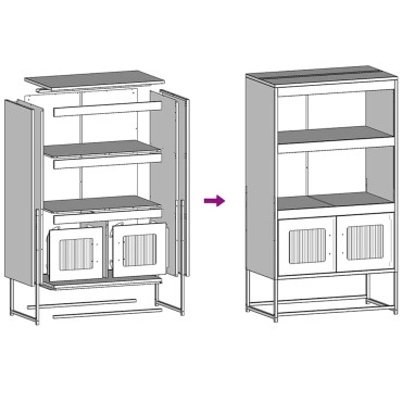 vidaXL Highboard Μαύρο 68x39x123cm Χάλυβας 1 τεμ.