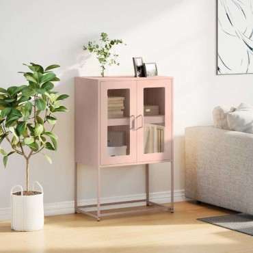 vidaXL Highboard Ροζ 68x39x107cm Ατσάλι 1 τεμ.