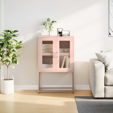 vidaXL Highboard Ροζ 68x39x107cm Ατσάλι 1 τεμ.