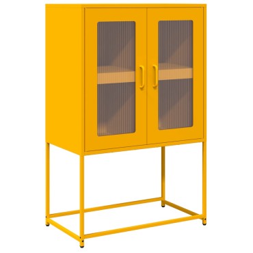 vidaXL Highboard Μουστάρδα κίτρινη 68x39x107cm Χάλυβας 1 τεμ.