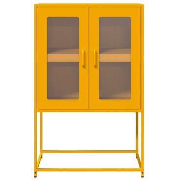 vidaXL Highboard Μουστάρδα κίτρινη 68x39x107cm Χάλυβας 1 τεμ.