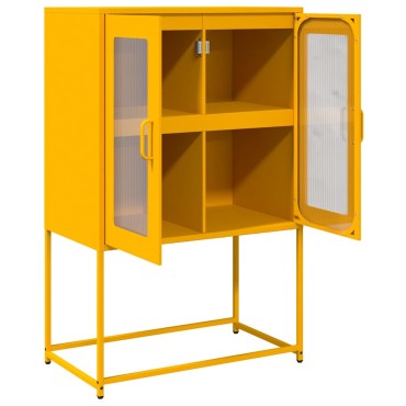 vidaXL Highboard Μουστάρδα κίτρινη 68x39x107cm Χάλυβας 1 τεμ.