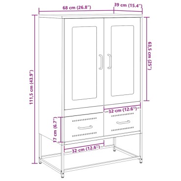 vidaXL Ντουλάπι Λευκό 68x39x111,5cm από Χάλυβα 1 τεμ.