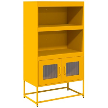 vidaXL Highboard Μουστάρδα κίτρινη 68x39x123cm Χάλυβας 1 τεμ.