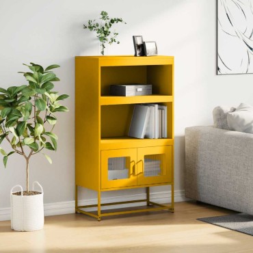 vidaXL Highboard Μουστάρδα κίτρινη 68x39x123cm Χάλυβας 1 τεμ.