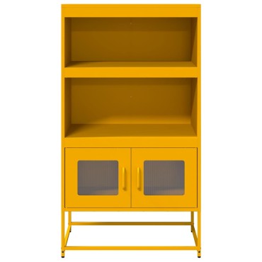 vidaXL Highboard Μουστάρδα κίτρινη 68x39x123cm Χάλυβας 1 τεμ.